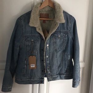 Fleece lined denim jacket